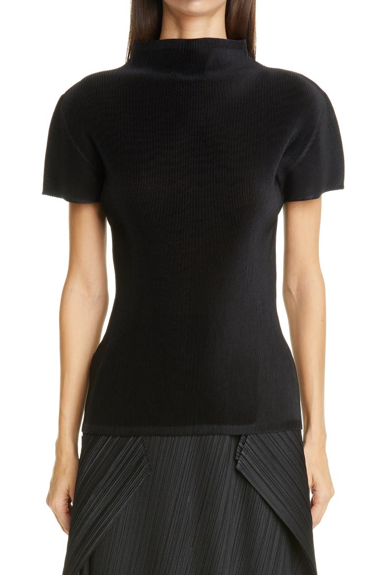 Pleats Please Issey Miyake Mist Basics Funnel Neck Top (Women