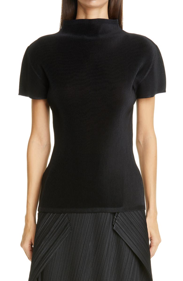 Pleats Please Issey Miyake Mist Basics Funnel Neck Top, Main, color, 
