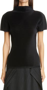 Pleats Please Issey Miyake Mist Basics Funnel Neck Top
