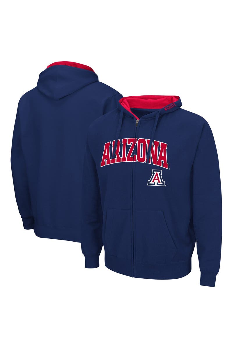 COLOSSEUM Men's Colosseum Navy Arizona Wildcats Arch & Logo 3.0 Full-Zip Hoodie, Main, color, 
