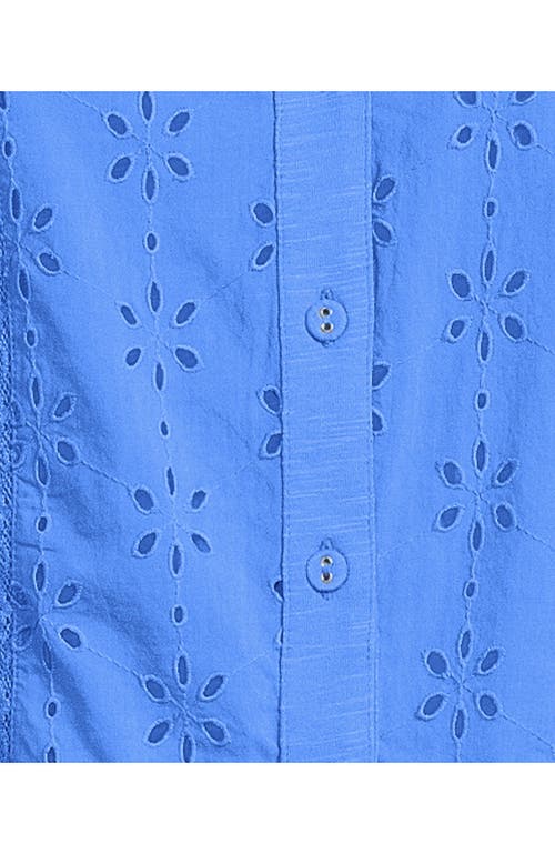 Lands' End Plus Size Short Sleeve Mixed Media Eyelet Top