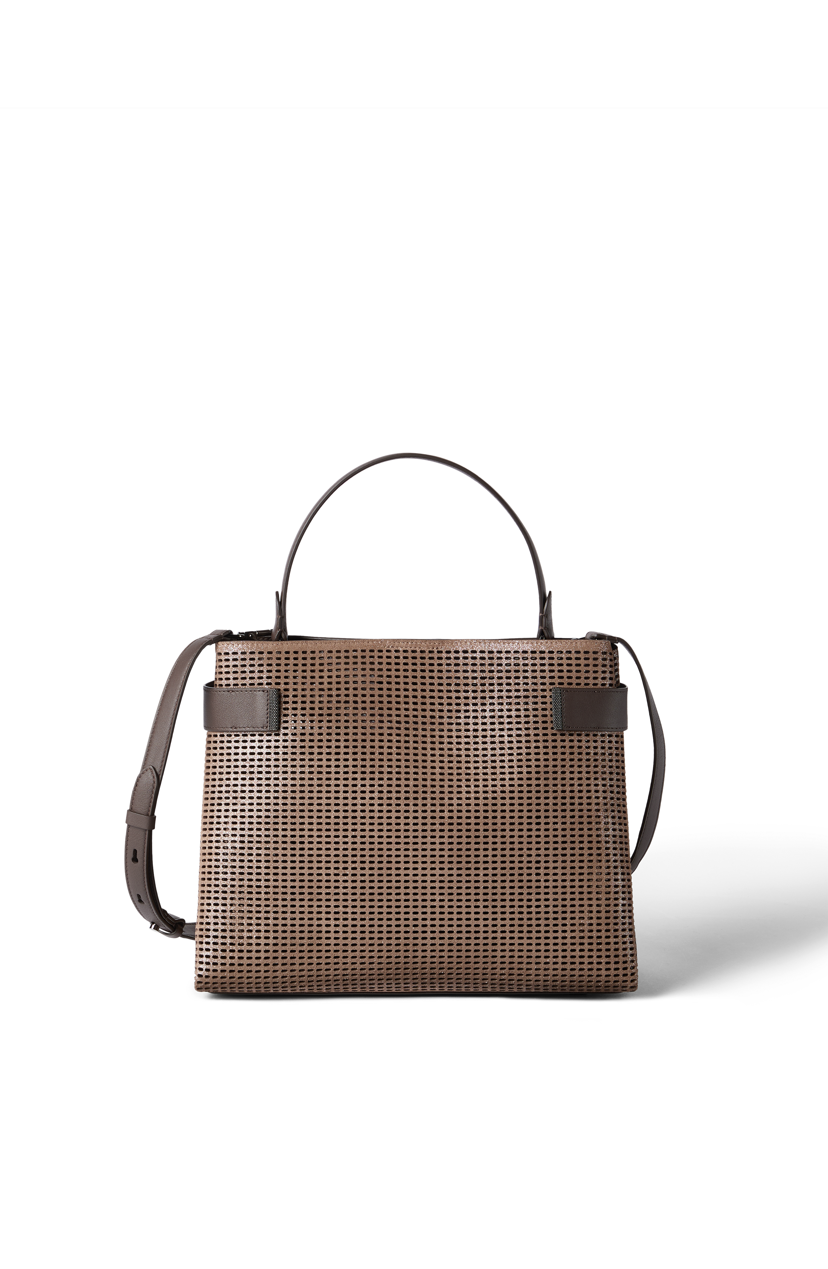 Brunello Cucinelli Leather Essence top-handle bag, Main, color, Brown