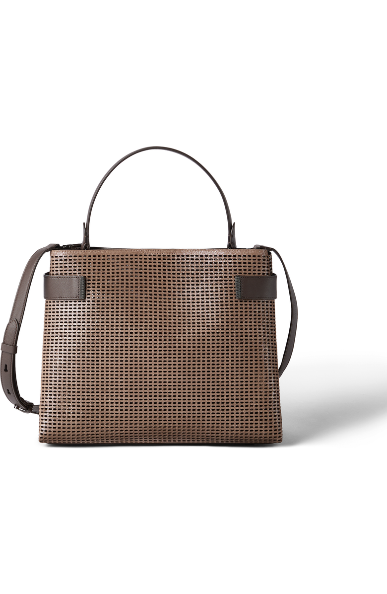 Brunello Cucinelli Leather Essence top-handle bag, Main, color, Brown