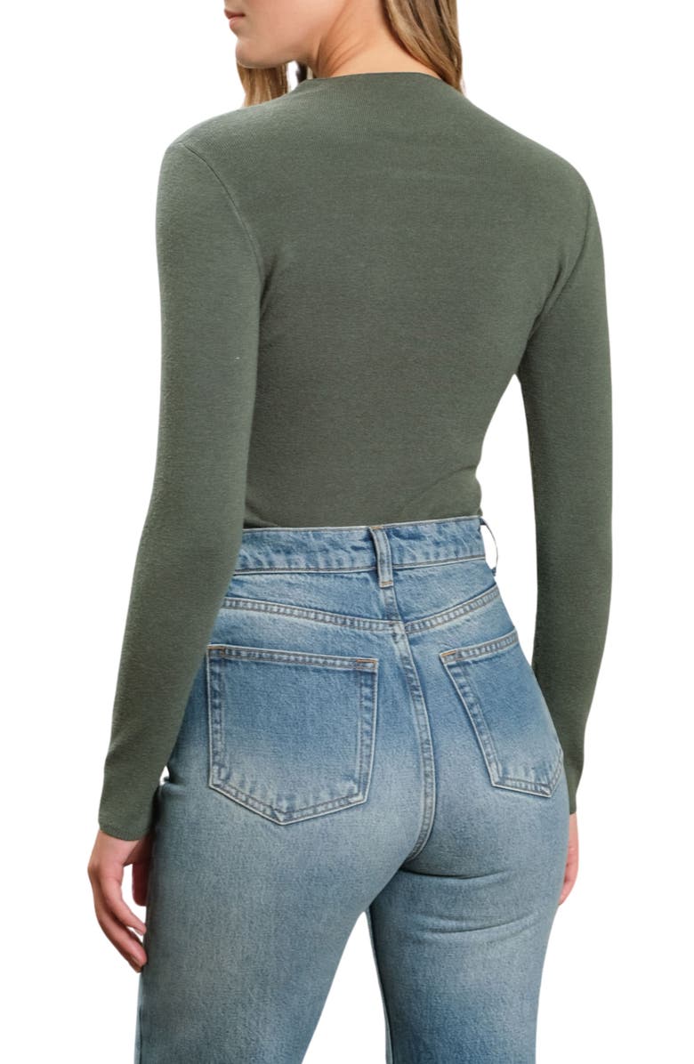 Blu Pepper Mock Neck Rib Sweater, Alternate, color, Dark Green