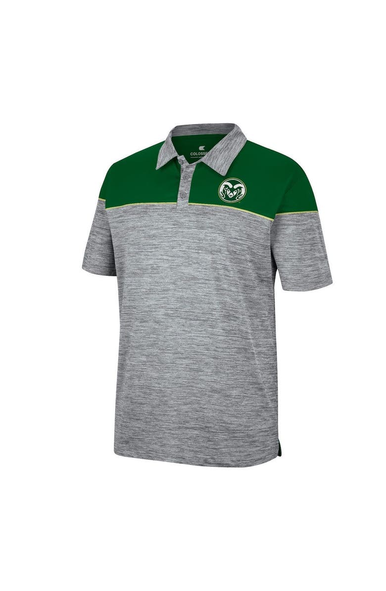 COLOSSEUM Men's Colosseum Heathered Gray/Green Colorado State Rams Birdie Polo, Alternate, color, 