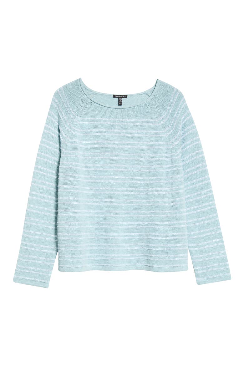 Bateau Neck Stripe Sweater, Alternate, color, BREEZE