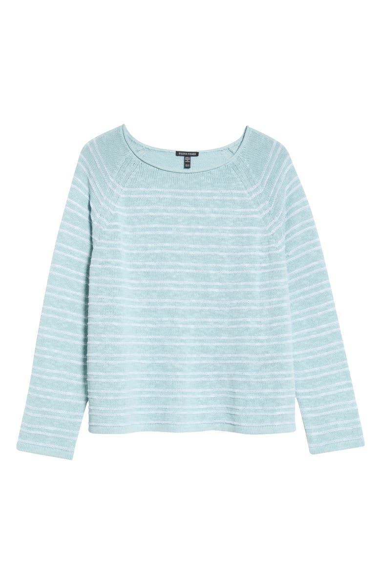 Eileen Fisher Bateau Neck Stripe Sweater, Alternate, color, Breeze