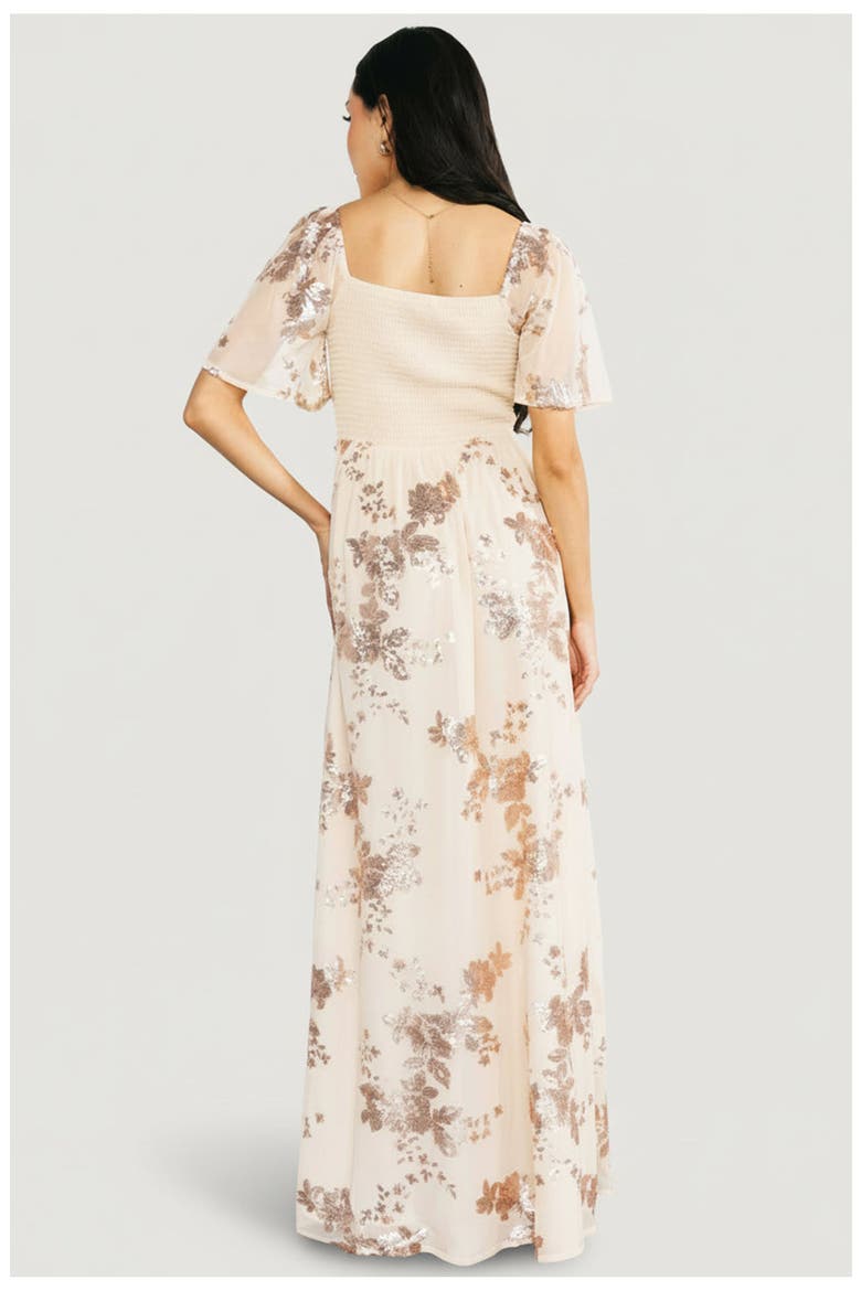 Karina Sequin Maxi Dress, Alternate, color, Champagne