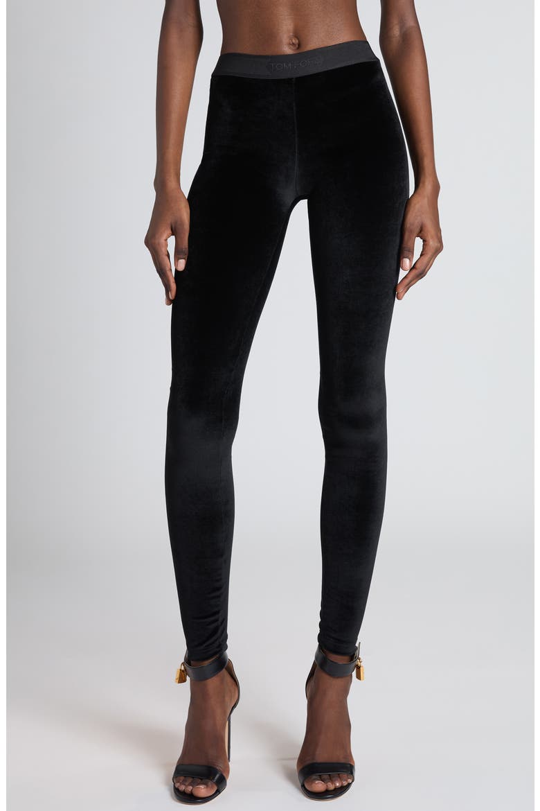Signature Stretch Leggings, Main, color, BLACK