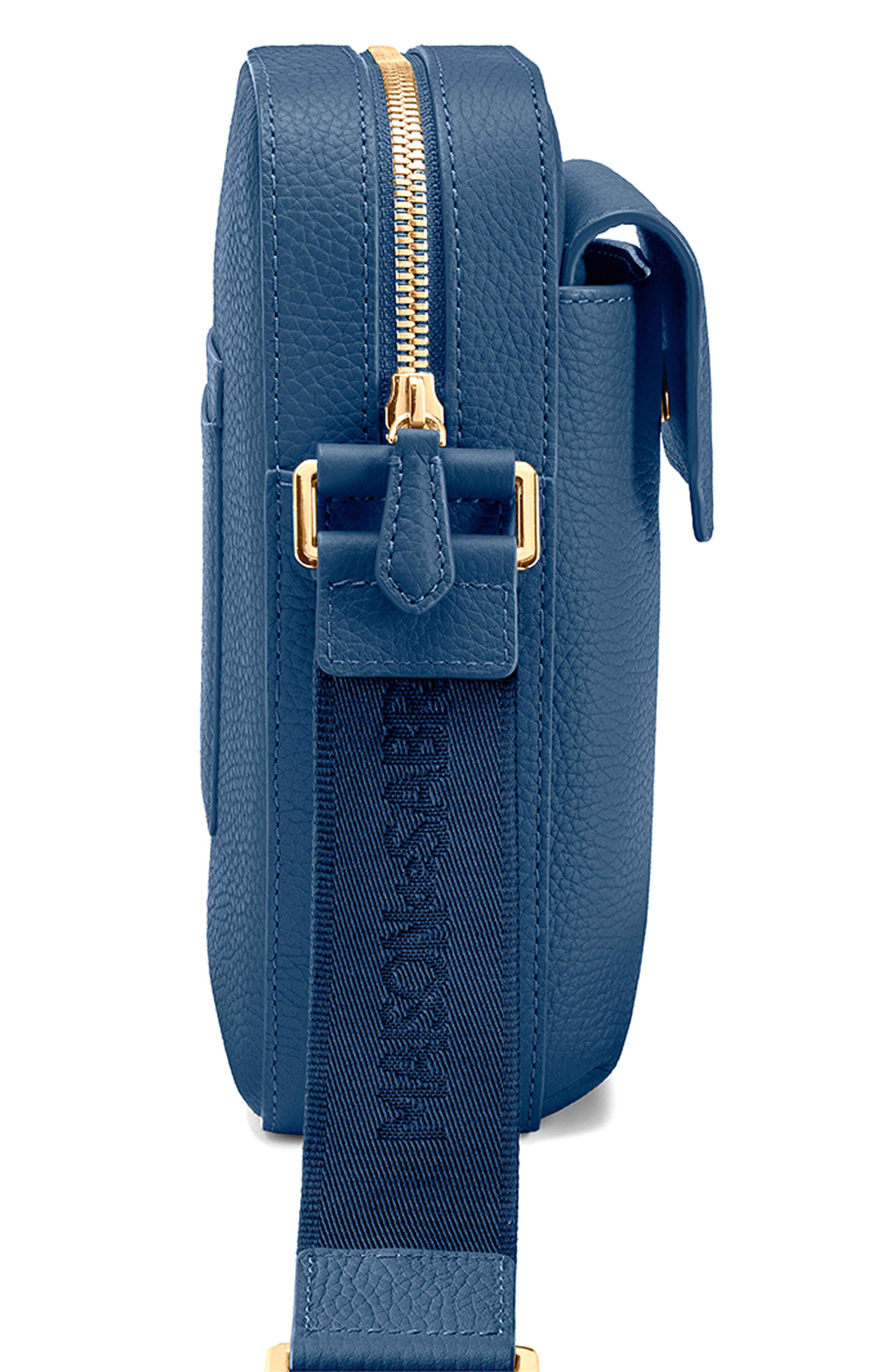 Small Leather Messenger Bag, Alternate, color, Pacific Blue