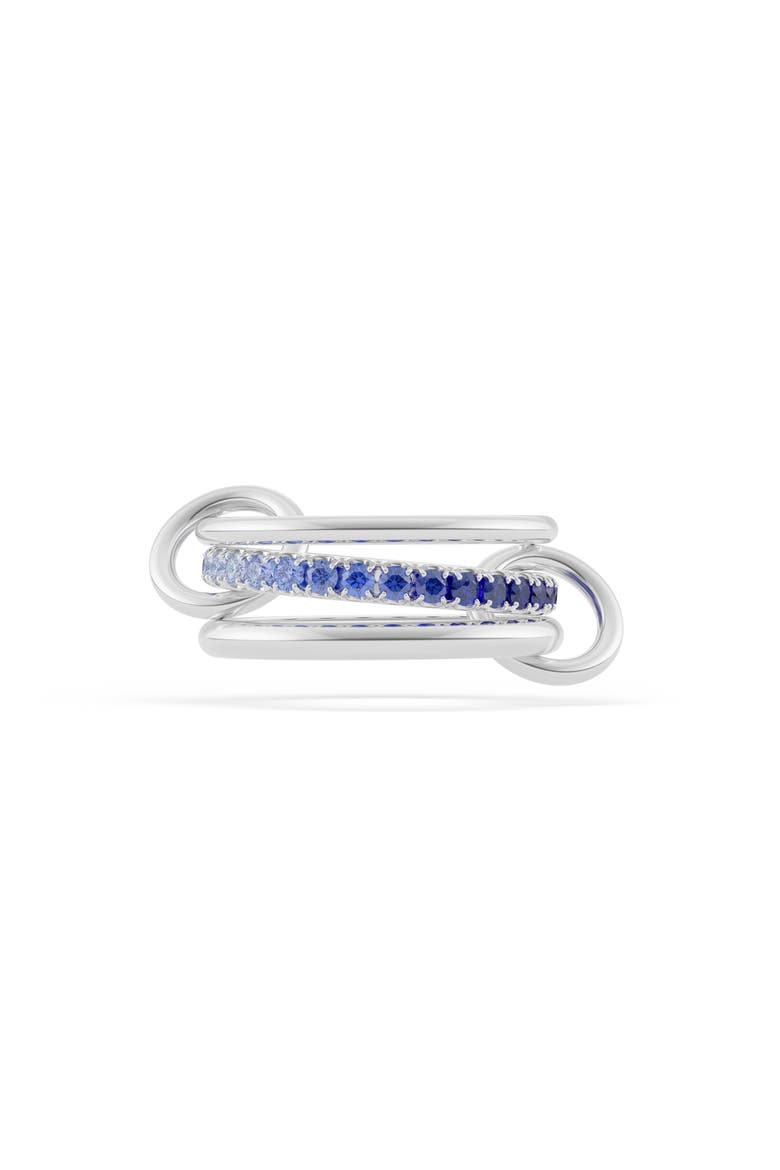 Petunia Ombré Blue Sapphire Linked Ring, Main, color, SILVER