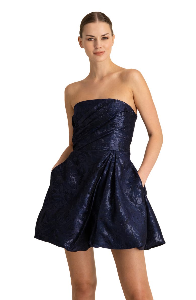 ML Monique Lhuillier Jacquard Strapless Minidress, Alternate, color, 