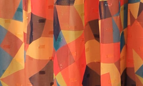 Flying Tomato Long Sleeve Clip Dot Chiffon Midi Dress In Orange