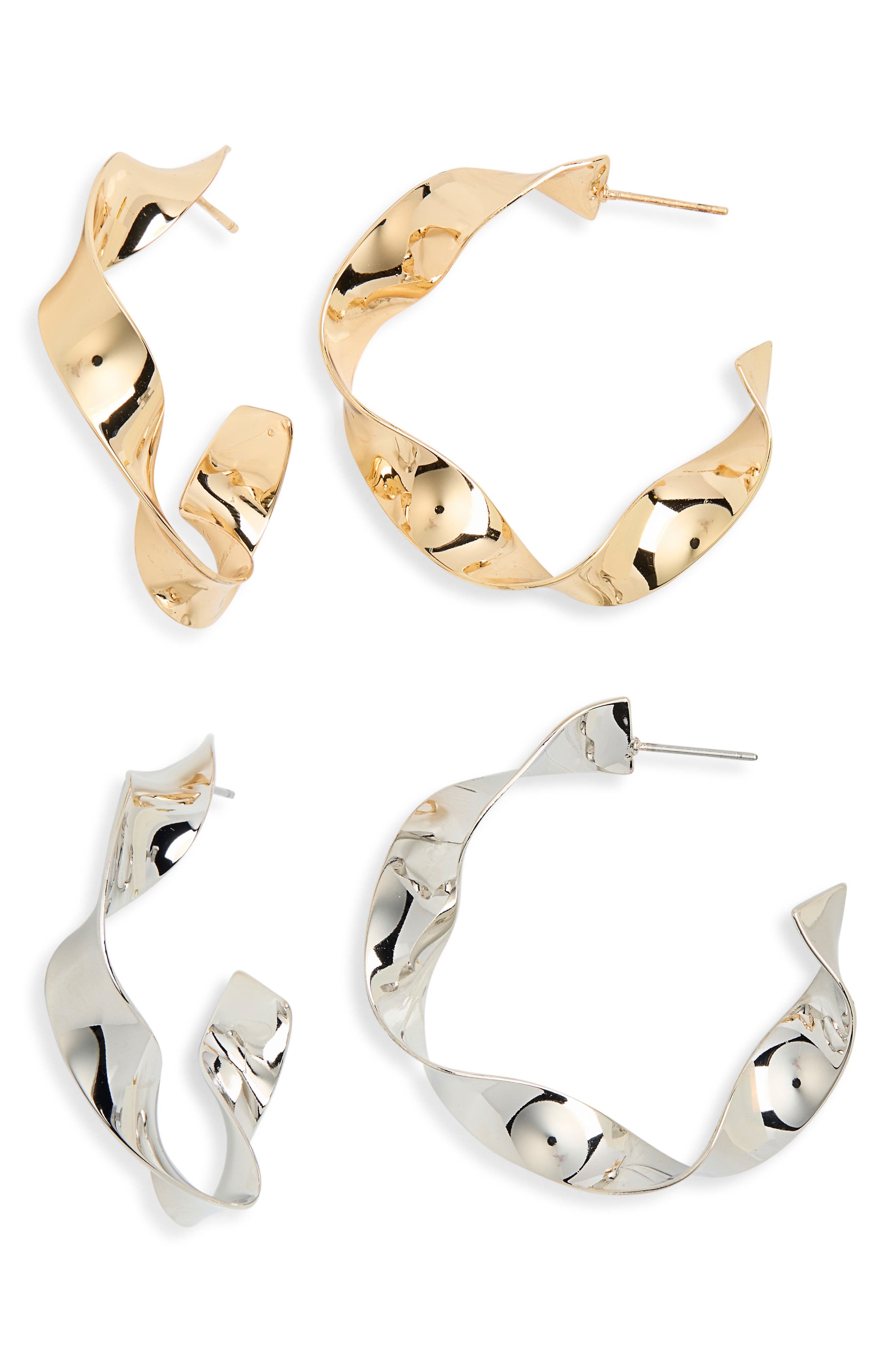 Tasha 2-Pack Twisted 'C' Hoop Earrings