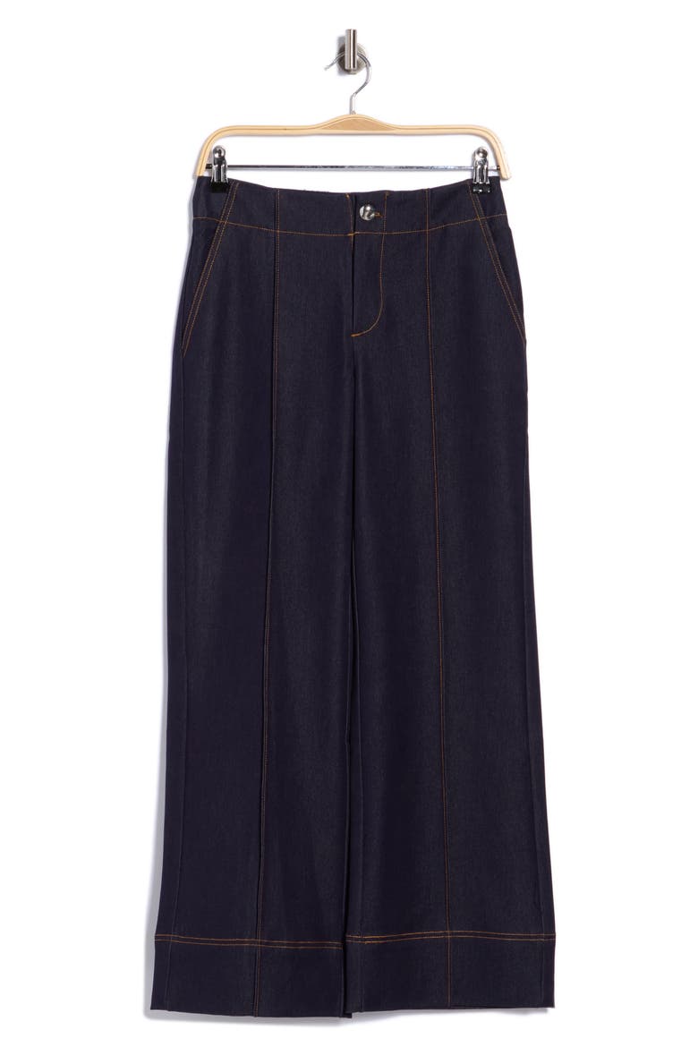 Pintuck Wide Leg Jeans, Main, color, DARK WASH