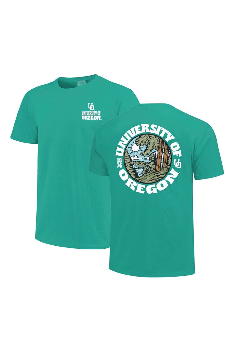Men's  Green Oregon Ducks Comfort Colors Thick Lined Landscape T-Shirt, Main, color, Green