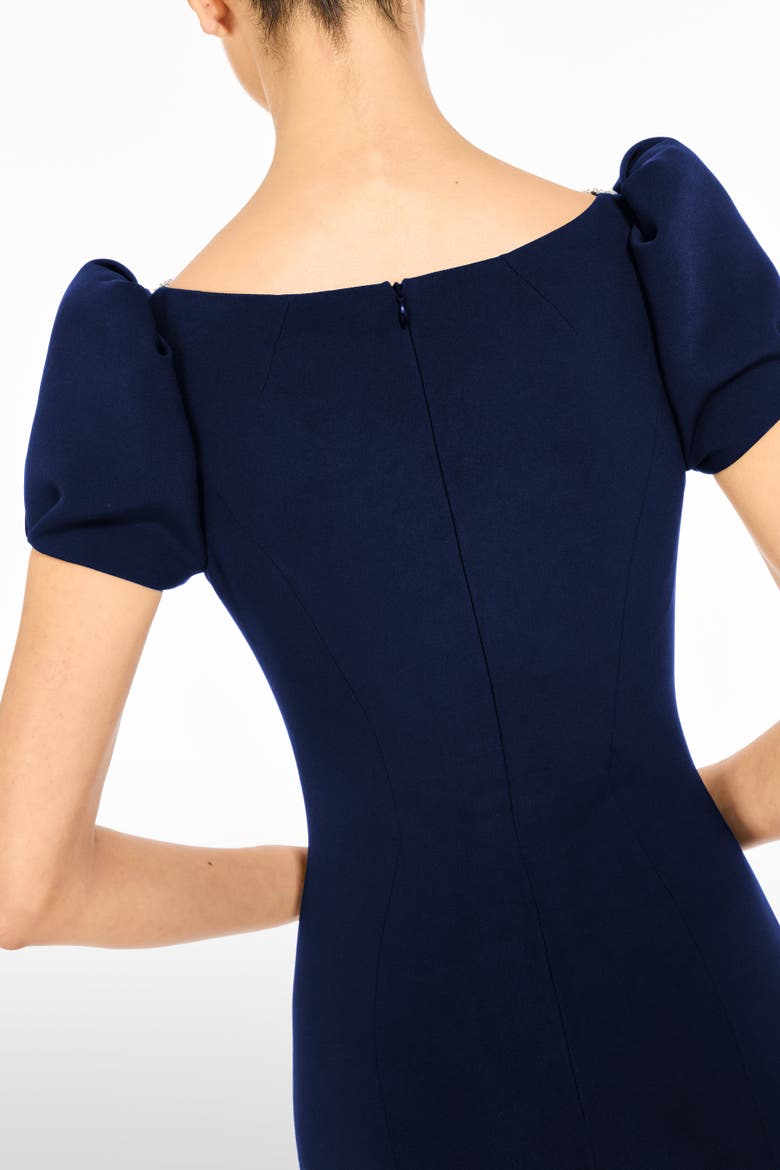 Vienna Embellished Puff-Sleeve Midi Dress, Alternate, color, Midnight Kiss