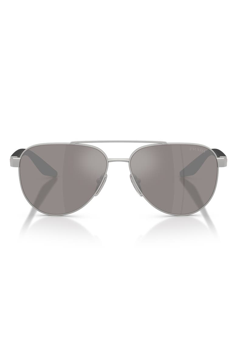 Prada Linea Rossa 58mm Pilot Sunglasses, Main, color, Matte Grey