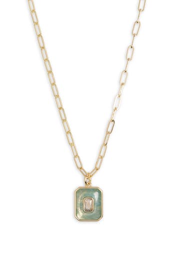 LEITH LEITH CUBIC ZIRCONIA INLAY STONE PENDANT NECKLACE