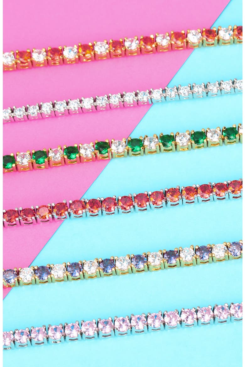 Sterling Silver CZ Tennis Bracelet, Alternate, color, GREEN