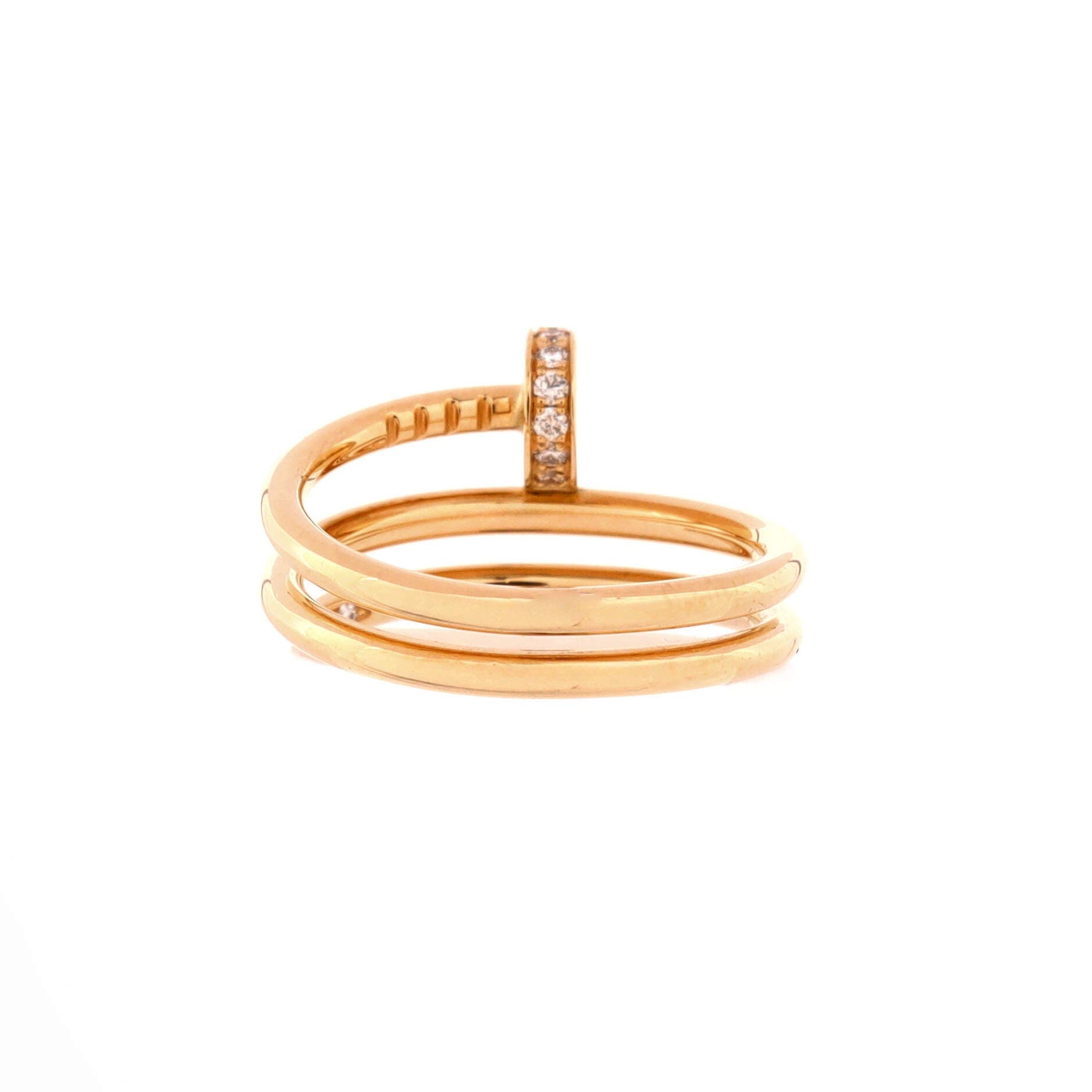 Juste un Clou Double Ring 18K Yellow Gold and Diamonds Small, Alternate, color, Metallic Gold