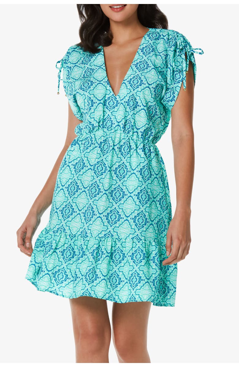 HELEN JON V-Neck Dress, Main, color, Marbella Tile