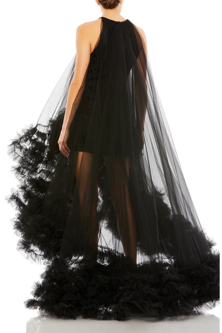 High-Low Tulle Gown, Alternate, color, BLACK