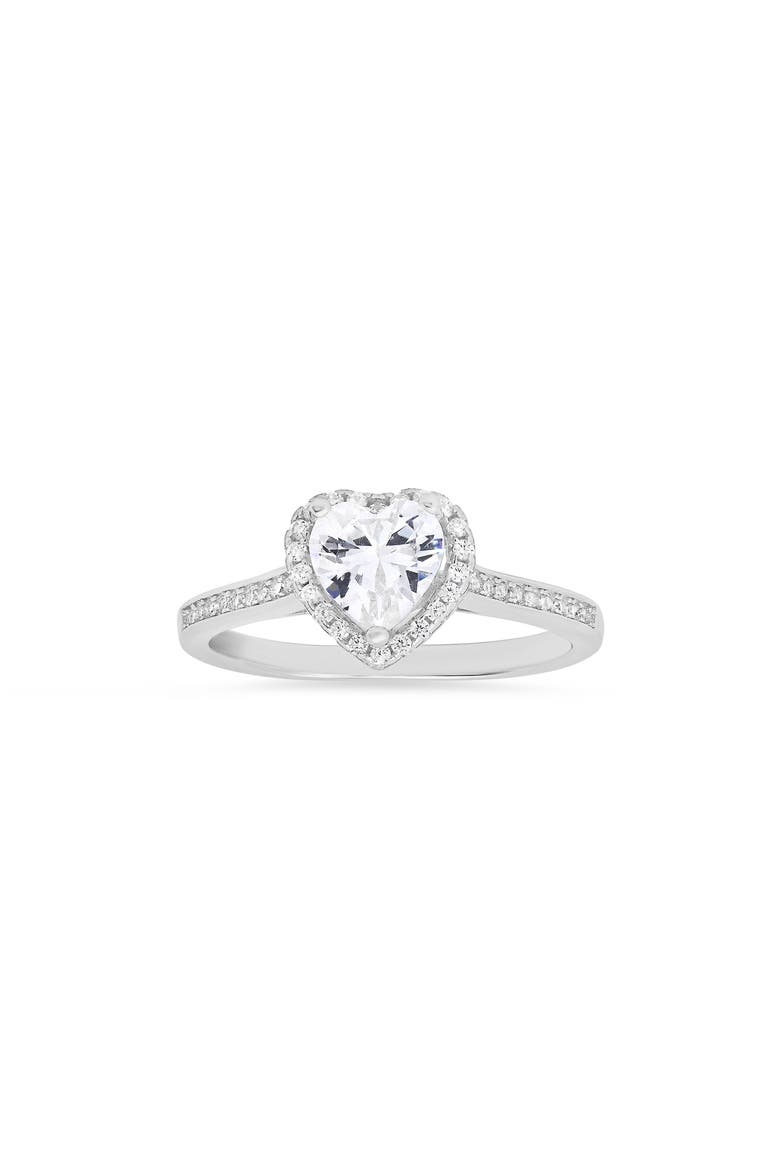 Sterling Silver Heart Cut Cubic Zirconia Ring, Main, color, SILVER