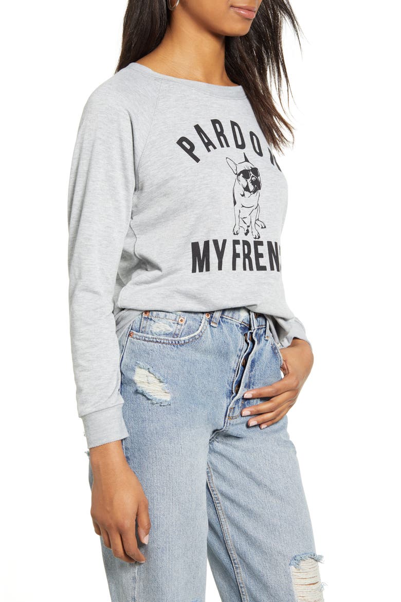 Pardon My French Pullover, Alternate, color, GREY
