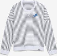 FANATICS Women's Fanatics White/Gray Detroit Lions Striped Oversized French Terry Sweatshirt