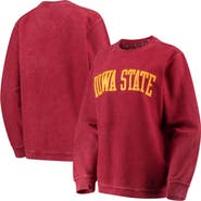 PRESSBOX Women's Pressbox Cardinal Iowa State Cyclones Comfy Cord Vintage Wash Basic Arch Pullover Sweatshirt