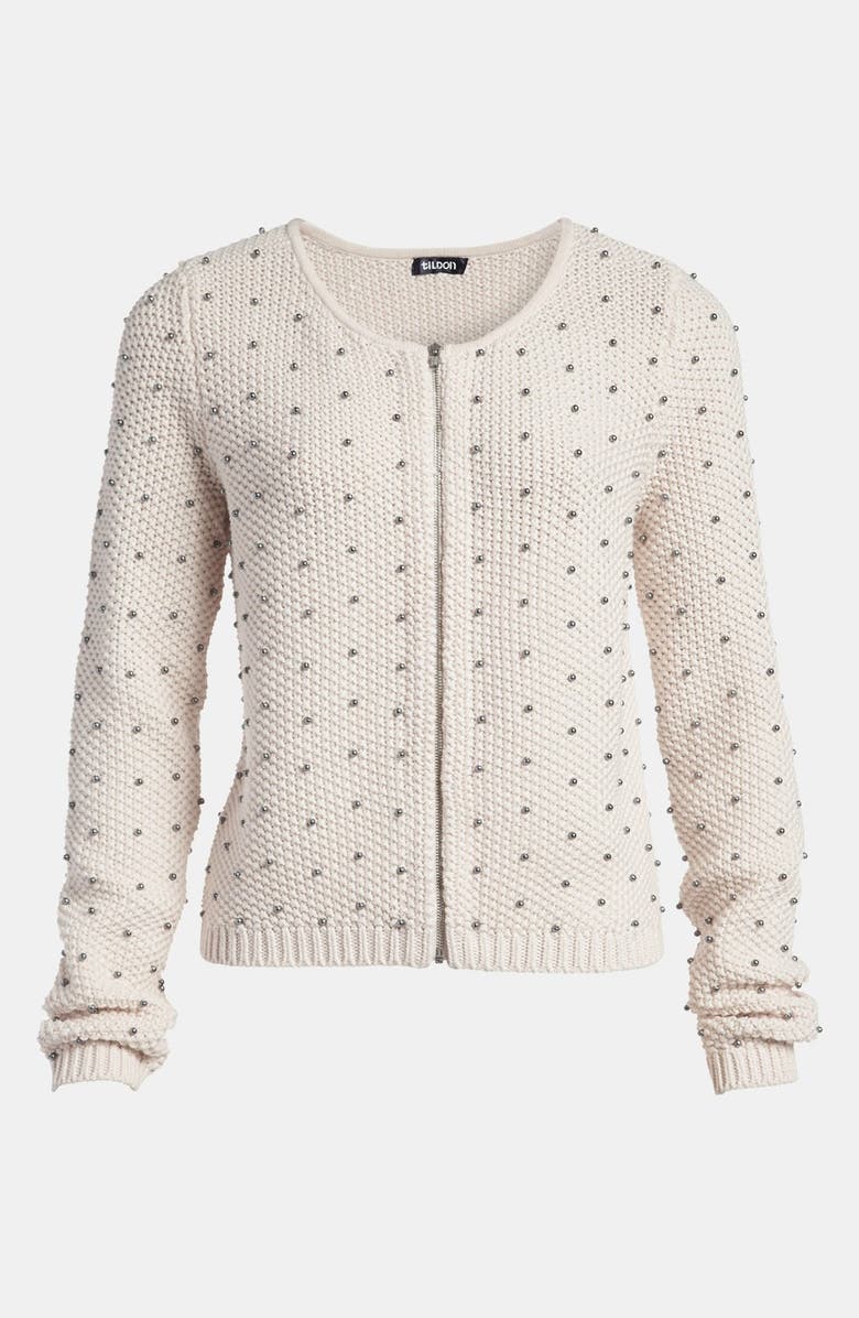 Tildon Beaded Bomber Sweater, Main, color, 
