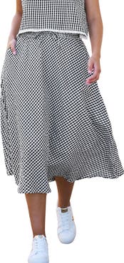 Yumi Gingham Cotton Midi Skirt