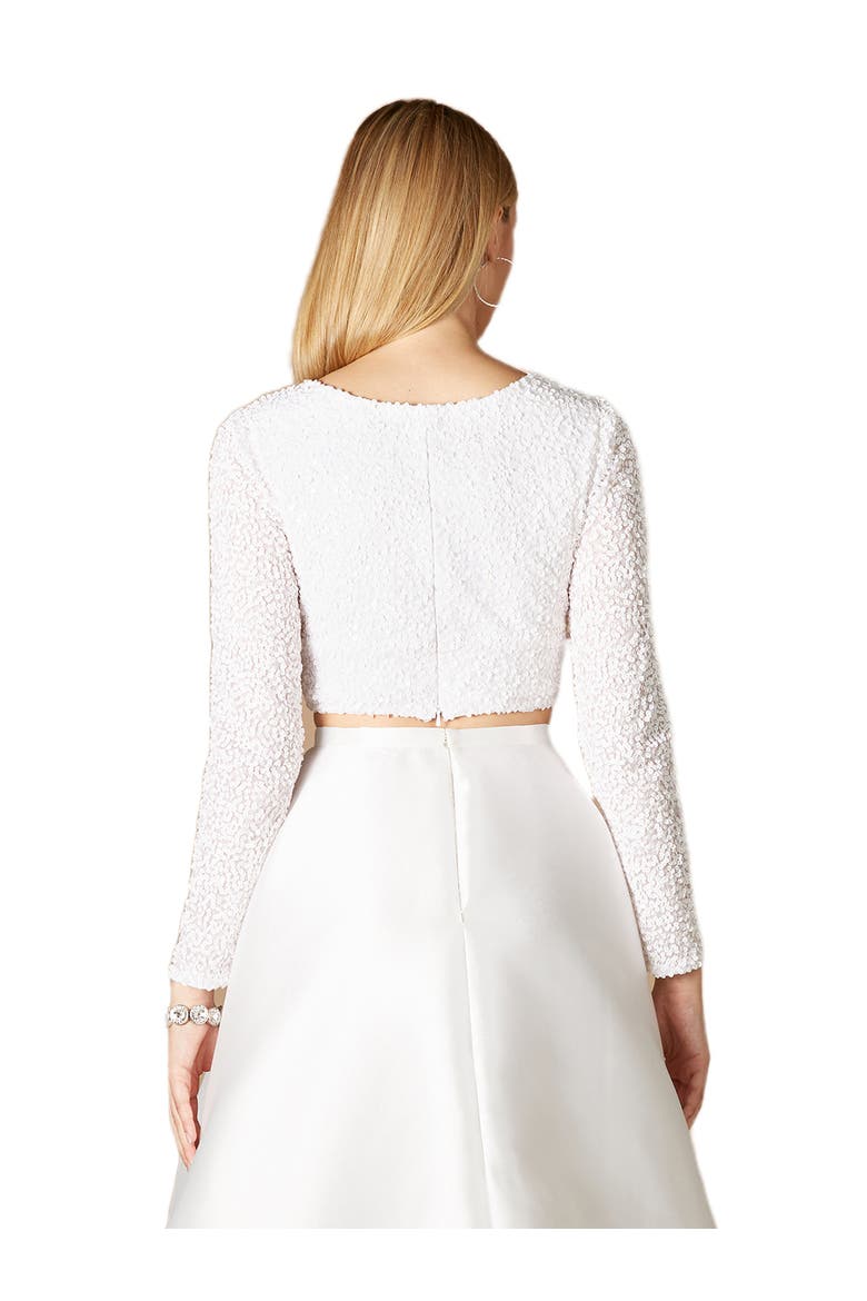 Long Sleeve V-Neck Beaded Top, Alternate, color, Ivory