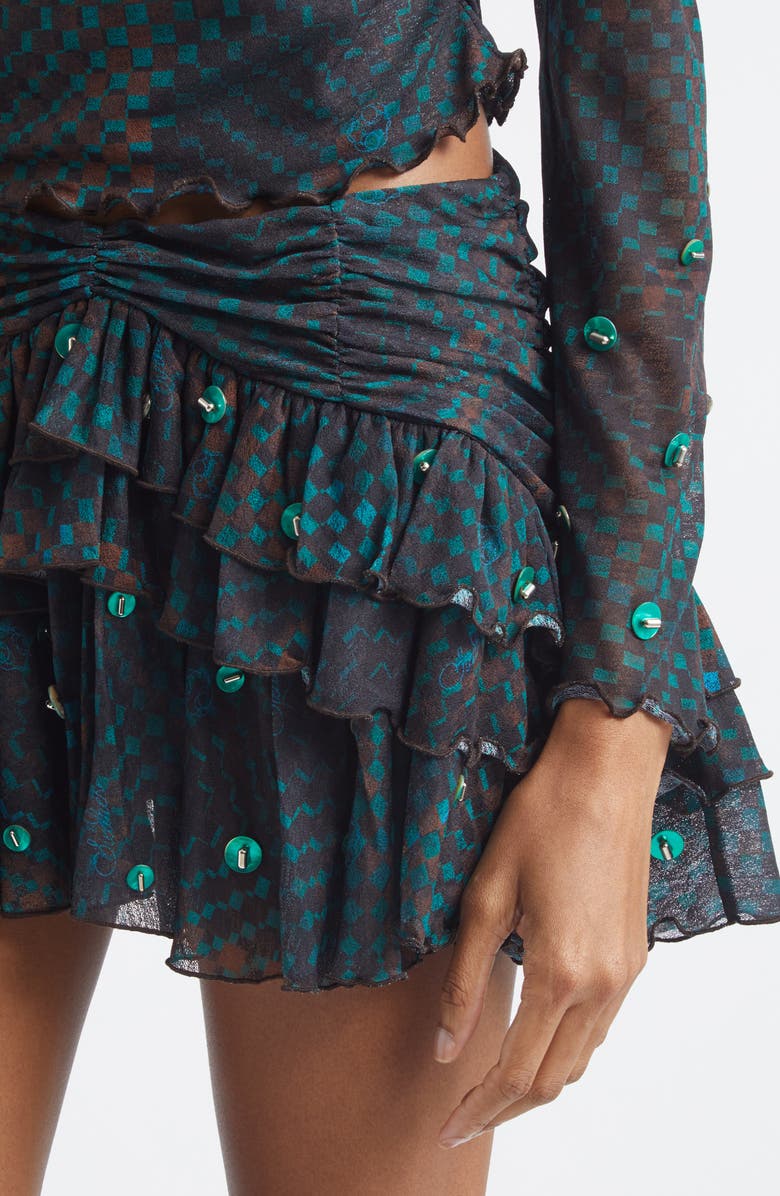 Siedrés Kaia Check Tiered Chiffon Miniskirt, Alternate, color, Blue Multi