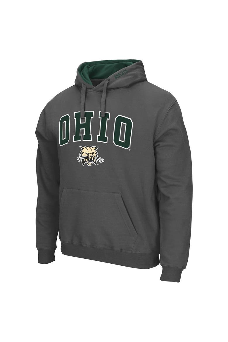 Men's Colosseum Charcoal Ohio Bobcats Arch and Logo Pullover Hoodie, Alternate, color, Charcoal