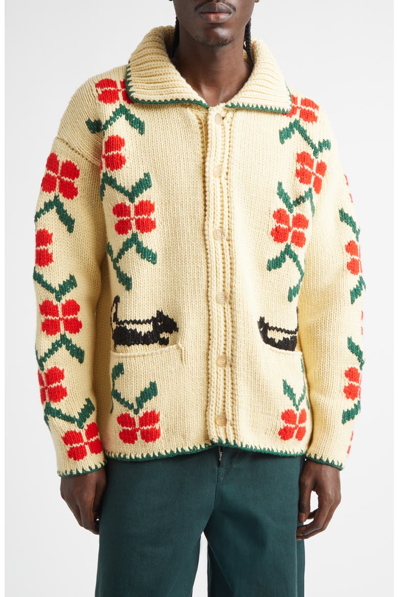 Pirate Ship Virgin Wool Cardigan, Main, color, IVORY