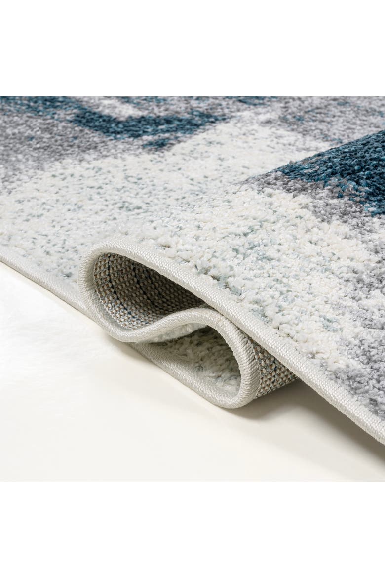 Zoe Contemporary Bohemian Abstract Marble Area Rug, Alternate, color, Blue/White