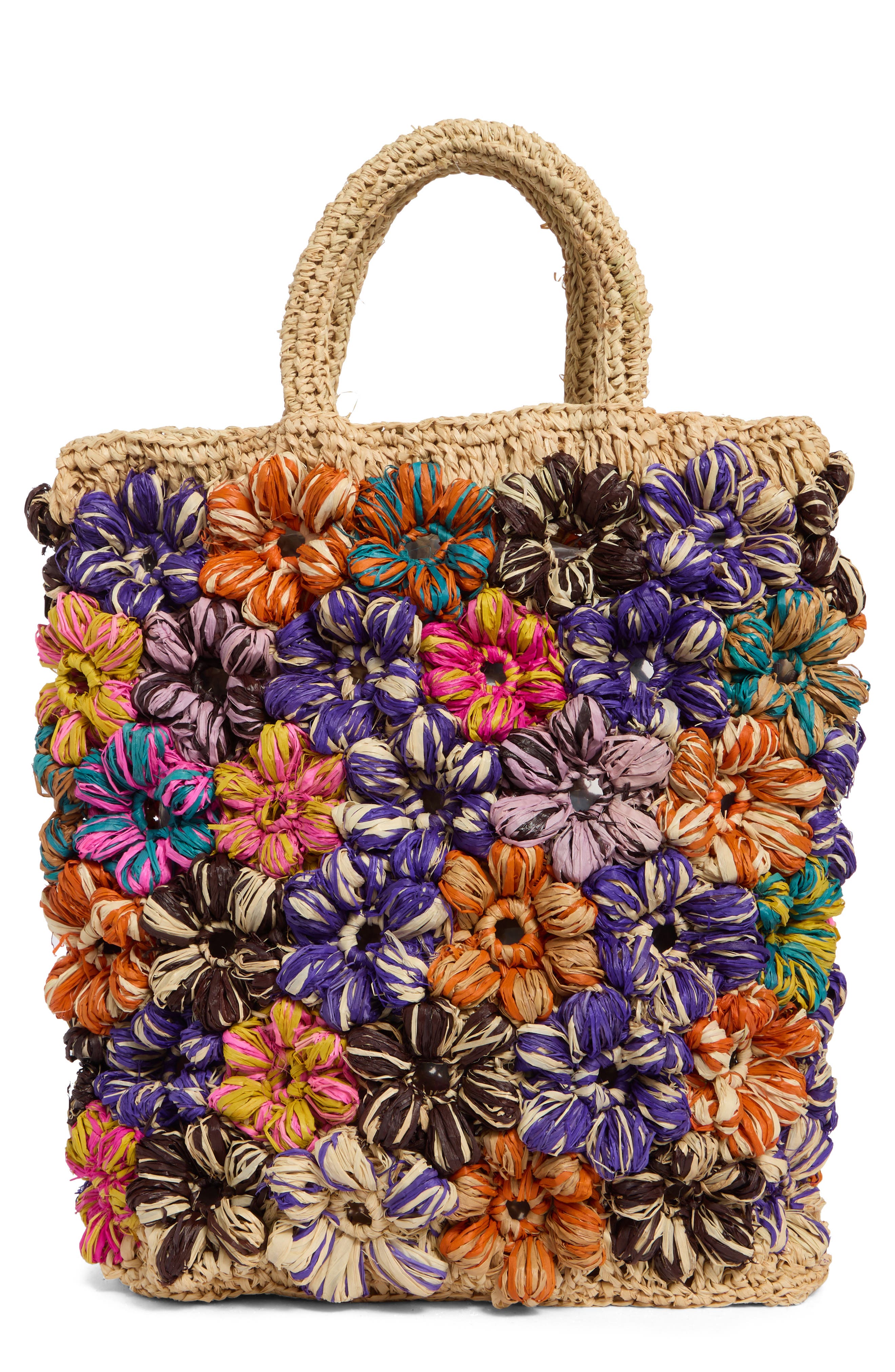 URBAN EXPRESSIONS HANDBAGS Floral Raffia Tote Bag