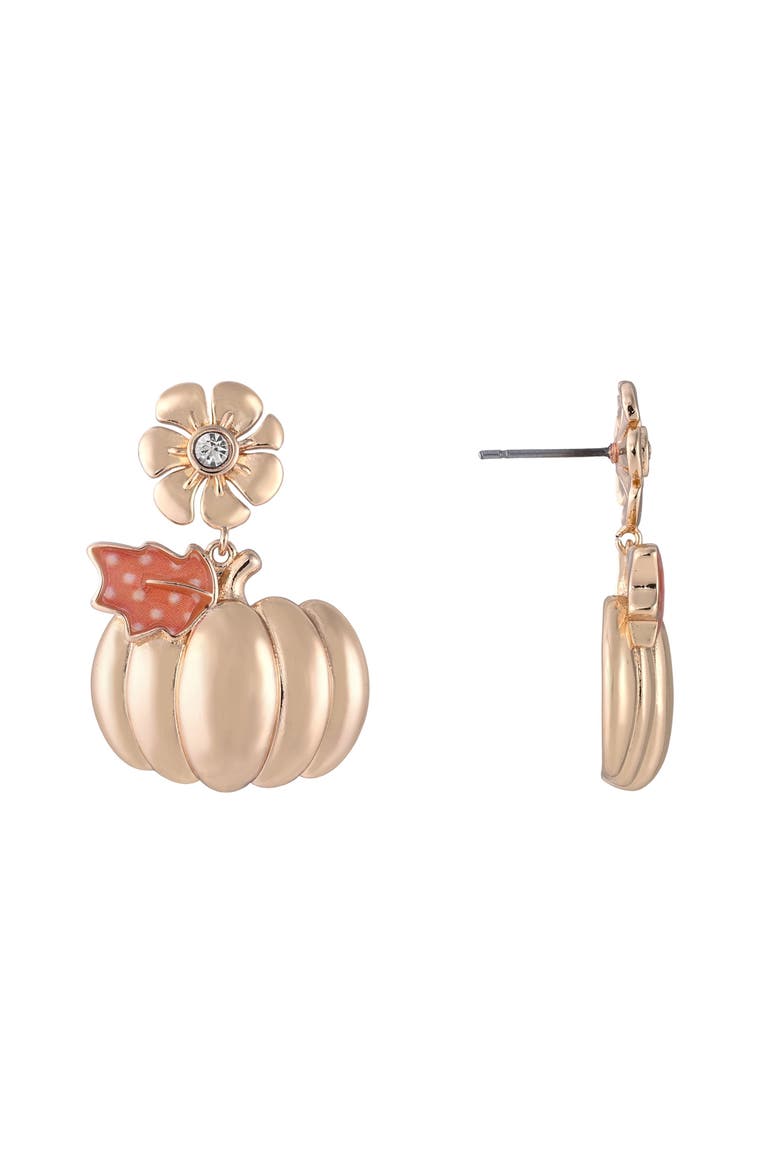 Gold Pumpkin Drop Earrings, Alternate, color, Gold