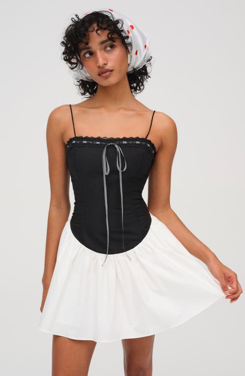 For Love & Lemons Anabella Mixed Media Minidress In Multi
