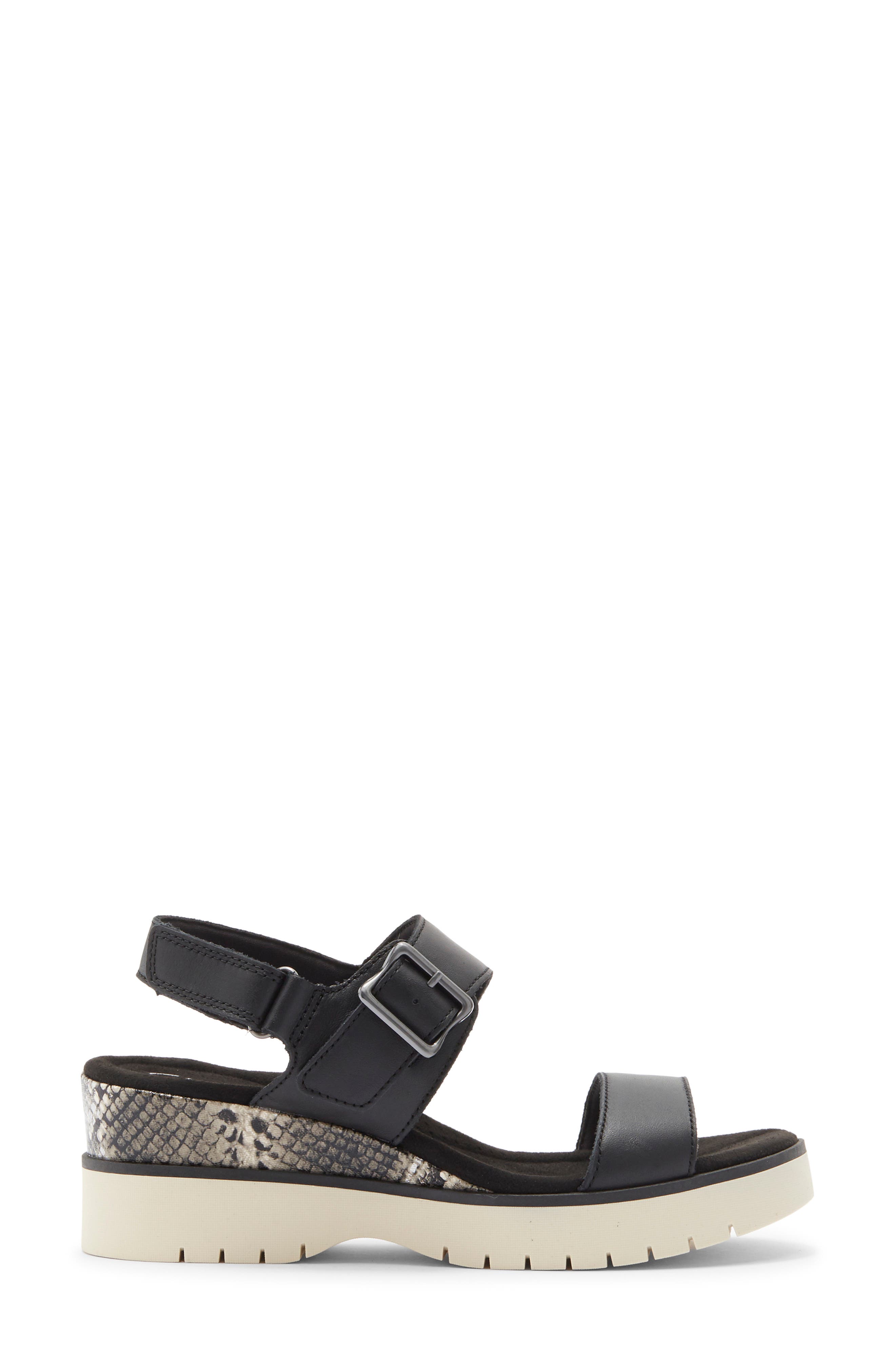 Clarks<sup>®</sup> Diaz Rose Wedge Sandal, Alternate, color, Black Combi