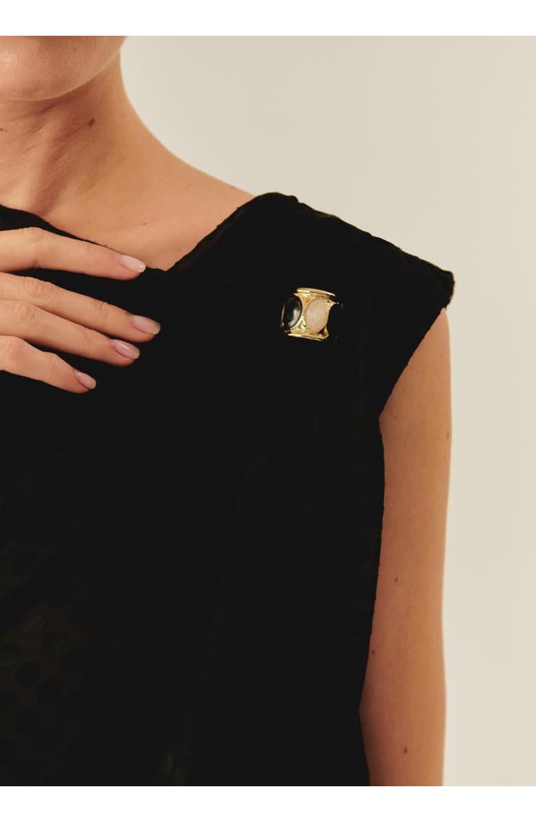 Exquise Stephanie Asymmetric Neckline Sleeveless Blouse, Alternate, color, Black