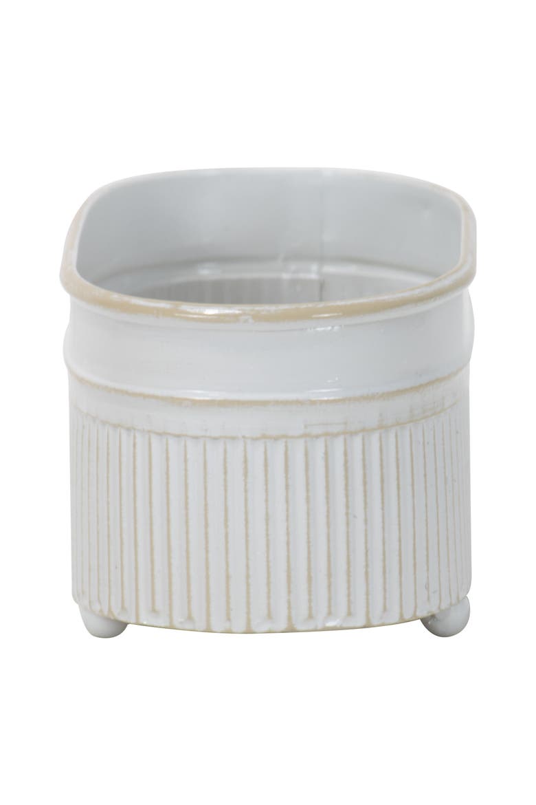 3.54" x 5.91" Antique White Metal Axl Trough Mini Planter Soap Dish, Alternate, color, White