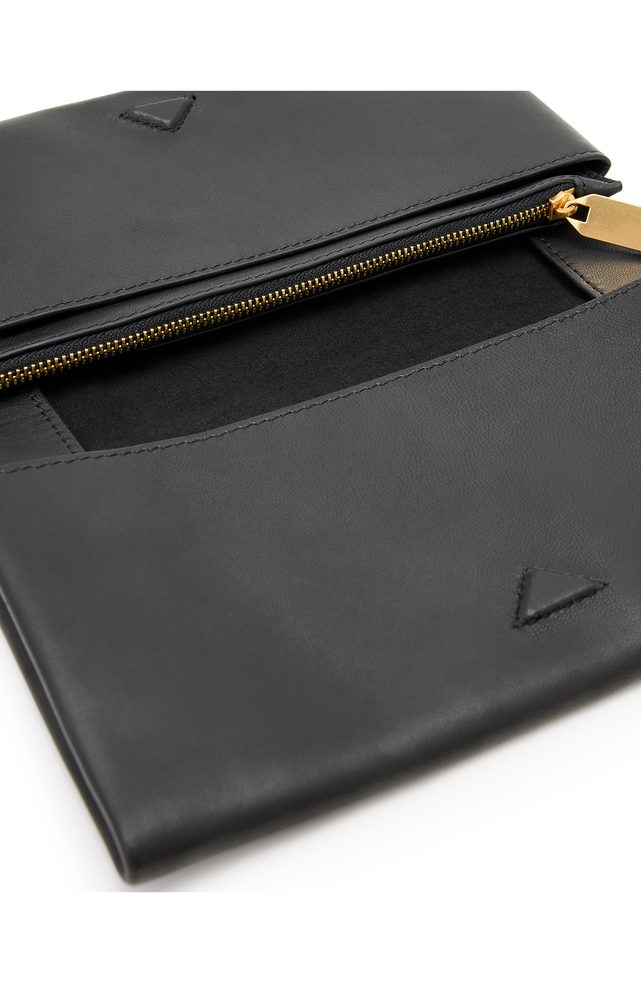 AllSaints Harluna Leather Clutch, Alternate, color, 