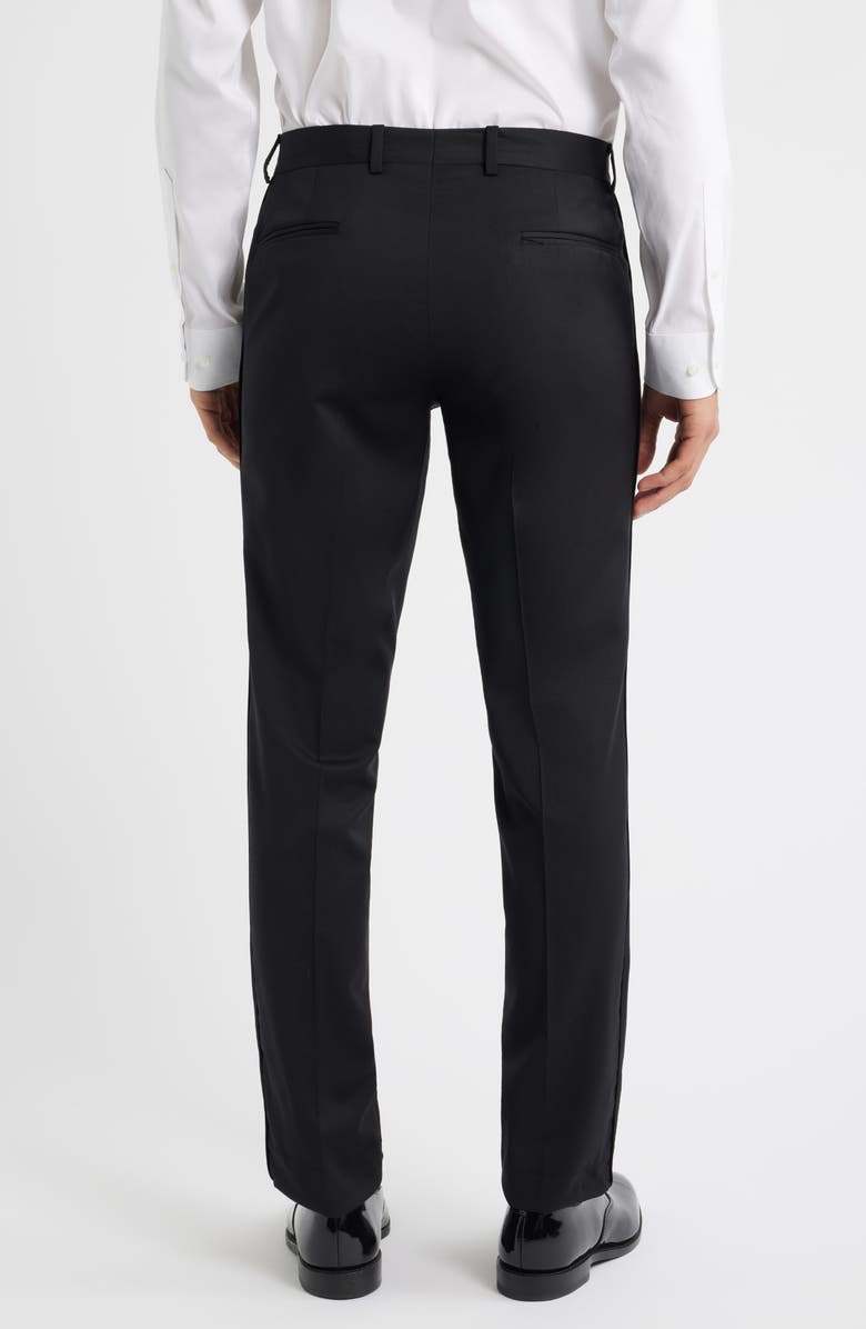AllSaints Ryder Slim Fit Black Stretch Wool Tuxedo Pants, Alternate, color, Black