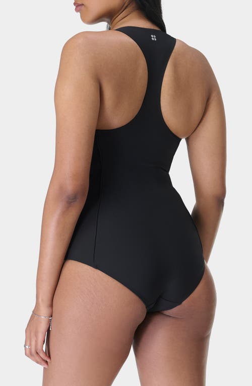 Shop Sweaty Betty Tide Zip Through One-piece Swimsuit In Black