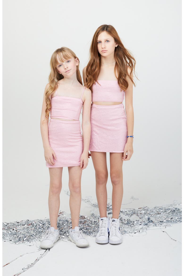 Franki Studded Top and Skirt Set, Alternate, color, Pink