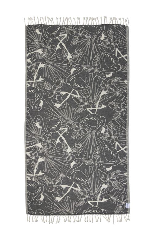 InfuseZen Tropical Flamingo Organic Turkish Towel in Black 