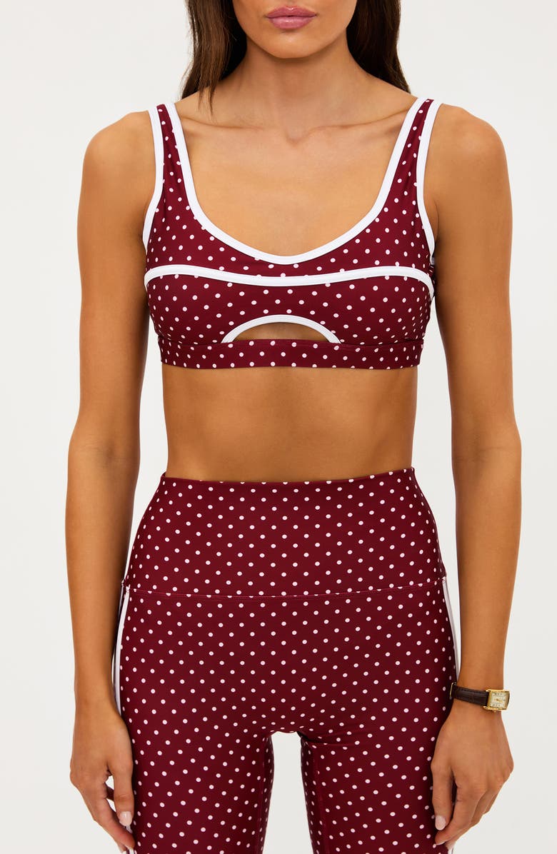 Beach Riot Rella Side Stripe Ankle Leggings, Alternate, color, Crimson Dot